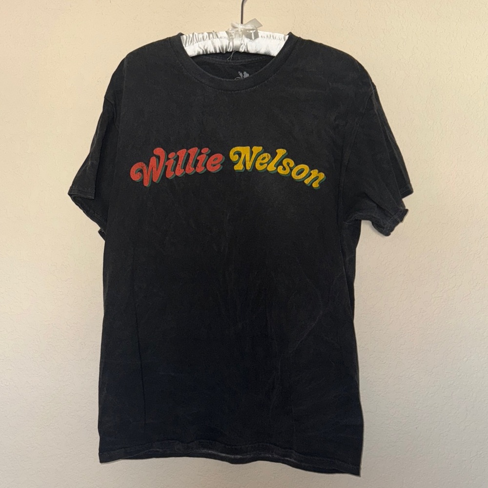 Willie Nelson Black T-Shirt with Colorful Graphic